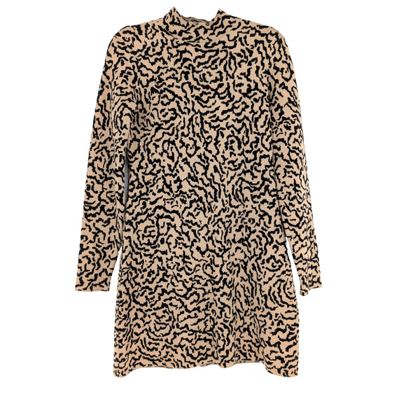 Frame Mock Neck Jacquard Animal‎ Print Mini Sweater Dress Maximalist Mobwife Med - Picture 4 of 13